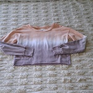 Grayson Threads Pink and Gray Long Sleeve Crop Sweatshirt